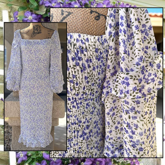 Petal & Pup BONITA Shirred Frill Bodycon Midi Dress Size XL - Picture 1 of 6